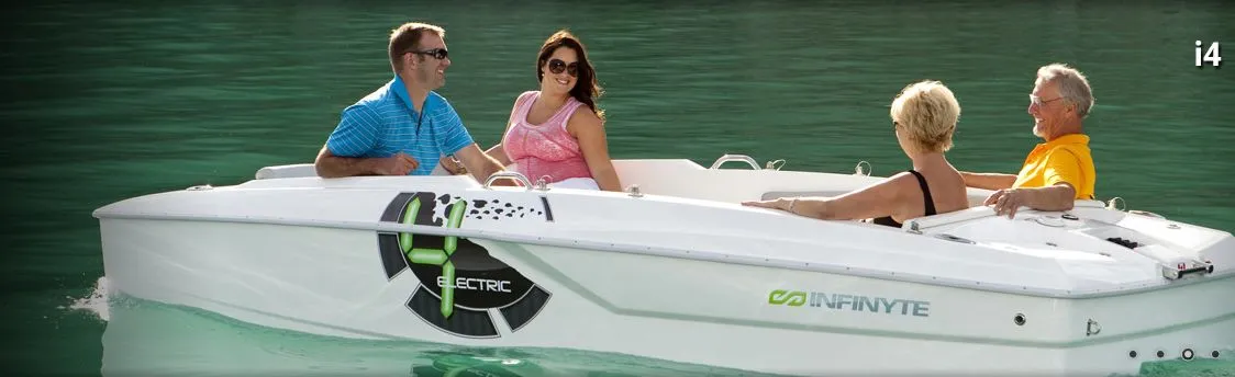 The Infinyte i4 is a pure electric 5-passenger catamaran cruiser (Photo: Infinyte Marine)