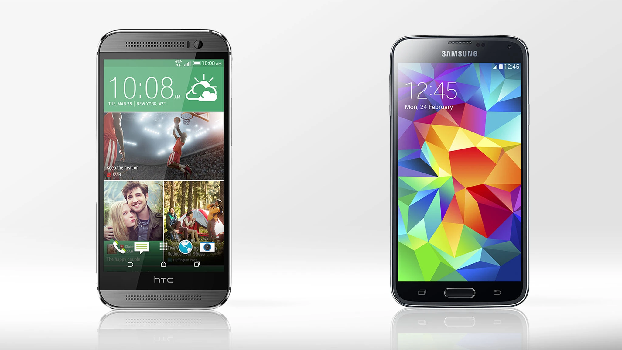 Gizmag compares the features and specs of the 2014 HTC One (M8) and Samsung Galaxy S5