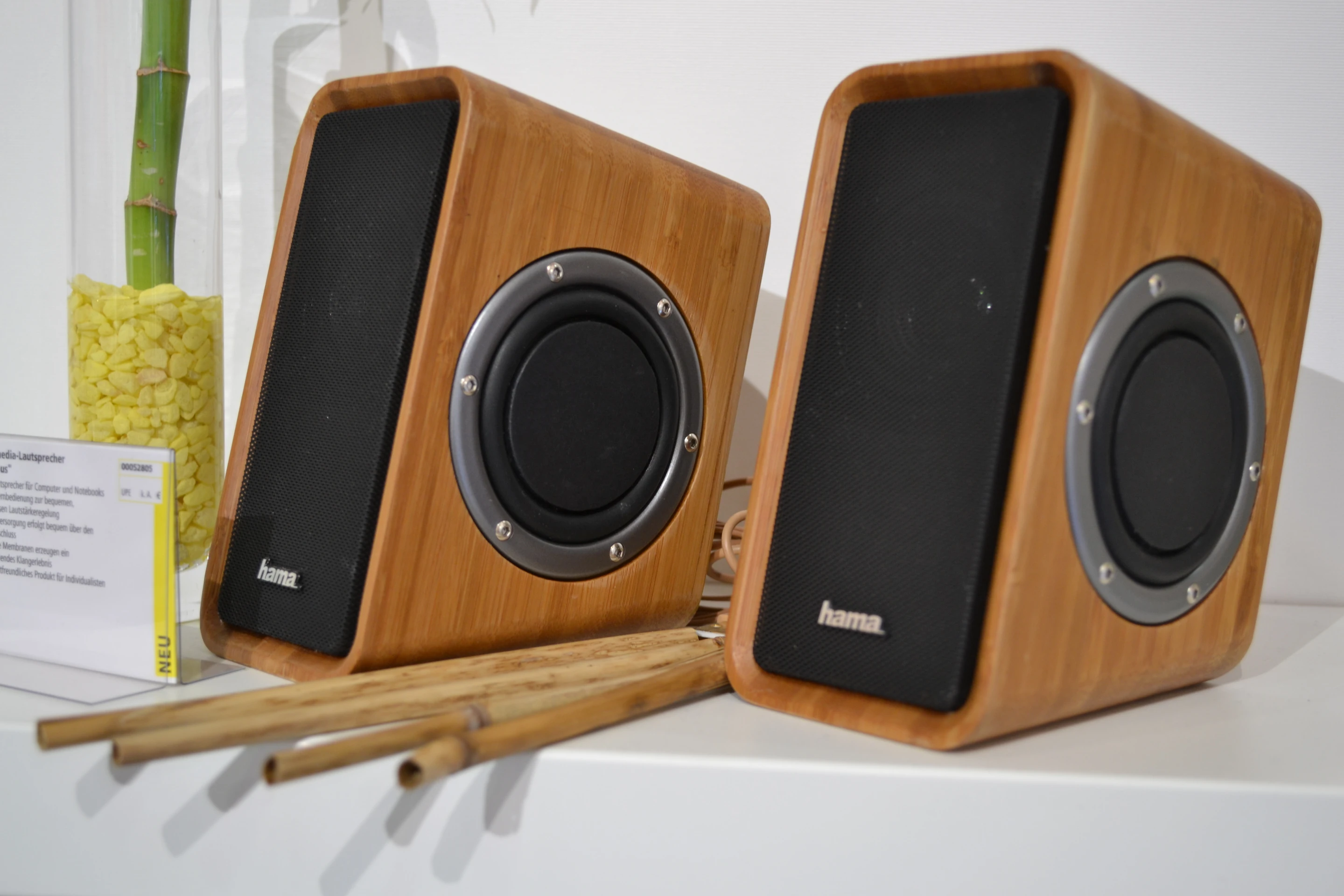 Some bamboo computer speakers were also on display at Hama's booth at IFA 2012 in Berlin