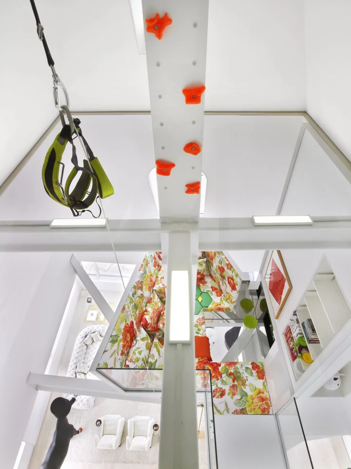 The climbing wall passes through several floors (Photo: David Hoston)