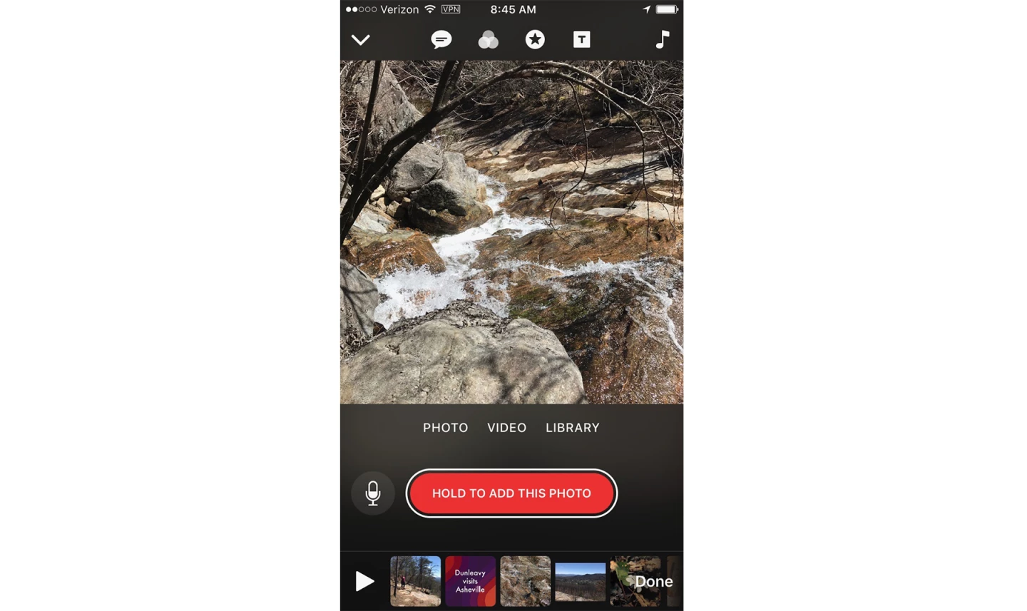 Capture screen with an image from the camera roll selected