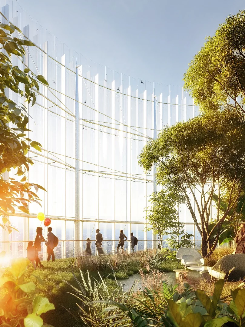 An open-air roof garden will top the tower and offer choice views of the city