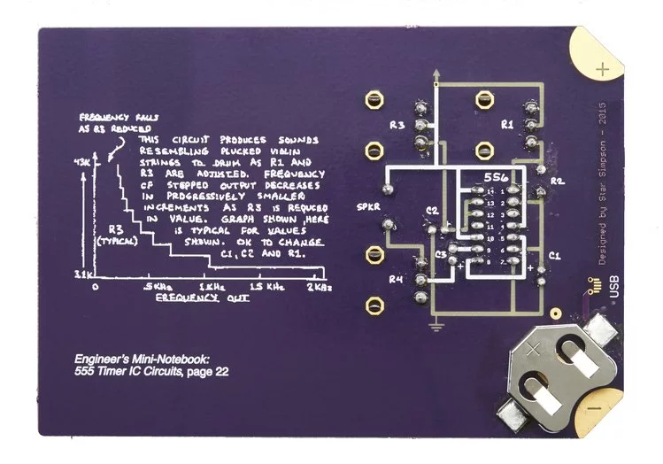 The track side of each circuit provides an explanation of the operation and a page reference to the original