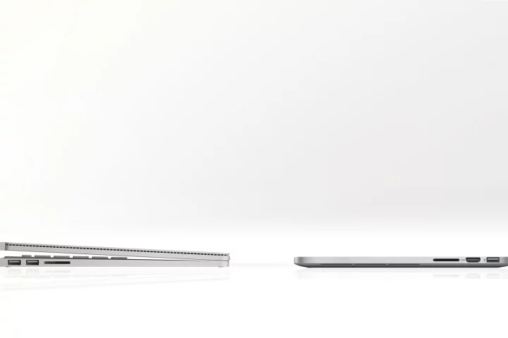 Gizmag compares the features and specs of the Surface Book (left) with the latest 13-inch MacBook Pro with Retina Display