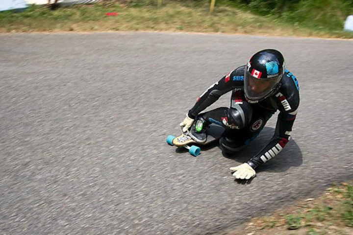 Mischo Erban has set a Guinness world record downhill skateboarding speed of 80.74 mph (129.94 km/h) (Photo: Alexia Marcus)