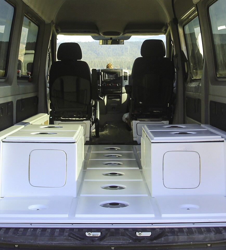 The proprietary Adaptiv floor serves as the base of the conversion, much like the large, flat rectangle of a Lego kit