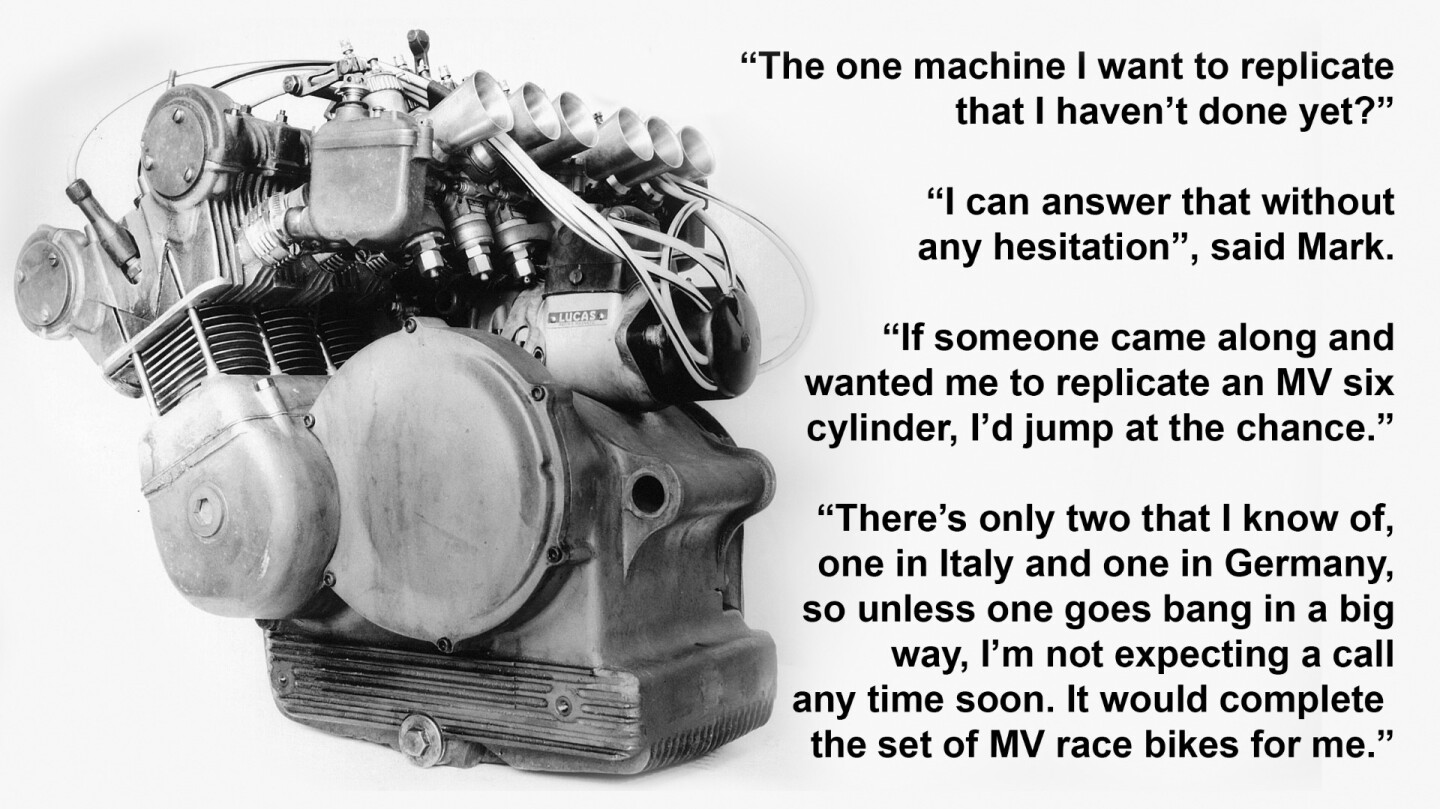The engine of the six-cylinder MV Agusta