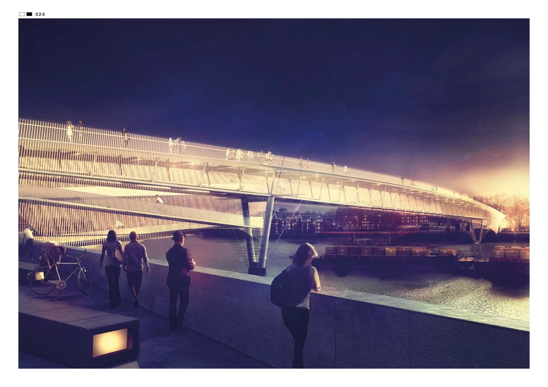 A walkway using attractive railings along the side of the bridge (Image: NEP Bridge Competition)