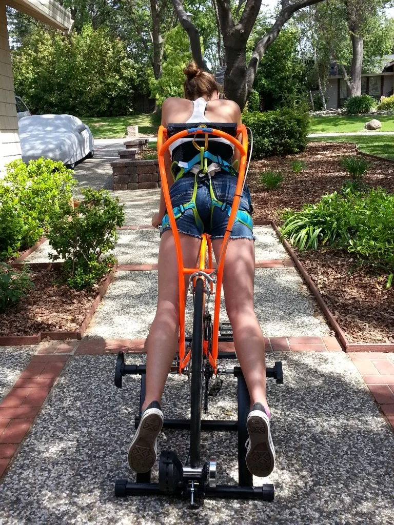 Schwartz claims that the harness is more comfortable than a saddle