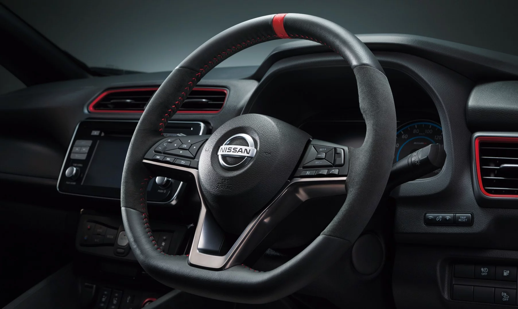The interior has also been given a refresh in the Nissan Leaf Nismo