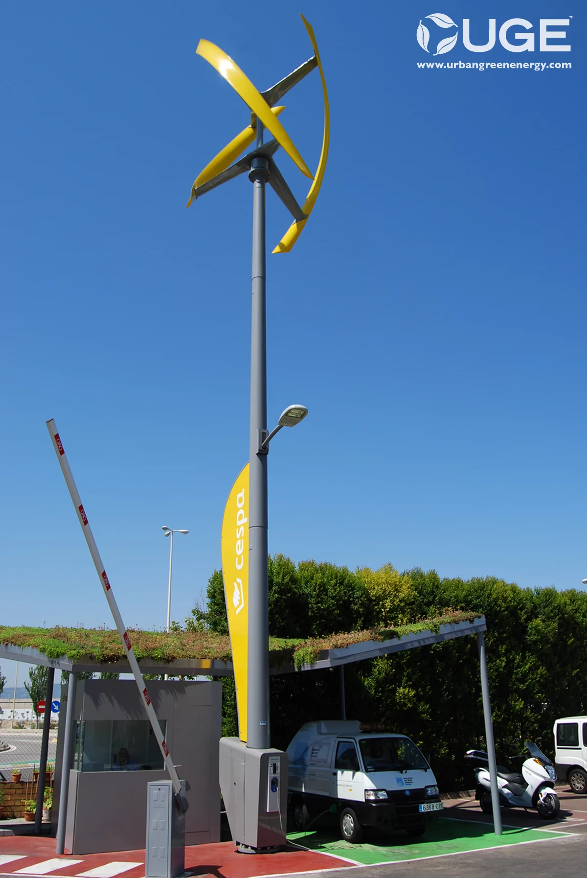 The Barcelona headquarters of waste management group Cespa is the location for the world's first fully integrated wind-powered electric vehicle charging station