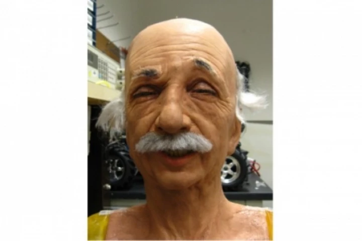 The Einstein robot head performs some random facial movements as part of the learning process