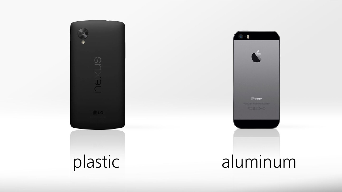 It's matte plastic vs. anodized aluminum
