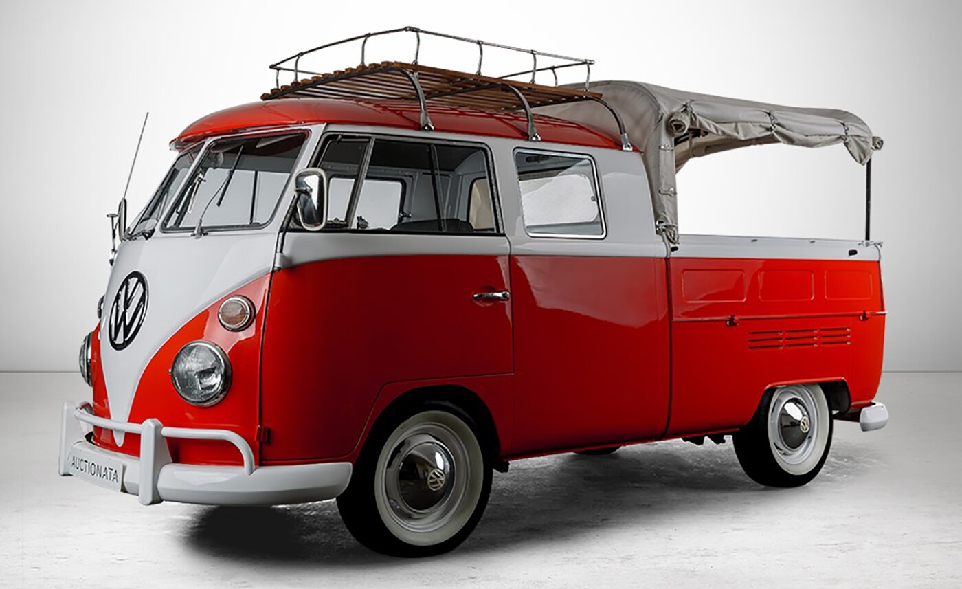 A prime example of just how much the market for T2 variants has been influenced by the banner-carrying 23-window Deluxe Samba is the crew-cab Kombi above which spent most of its life as a tradesman's workhorse but is currently advertised for $100,000 in Germany.