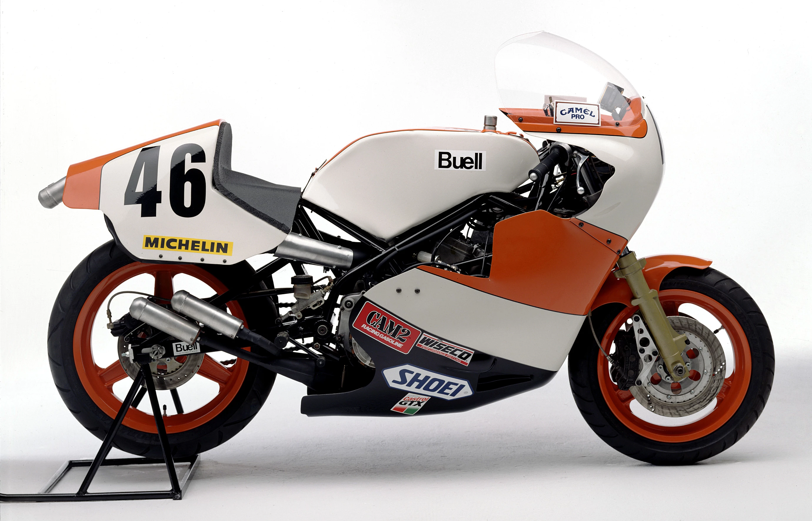 The first Buell was a two-stroke - a water-cooled, square-four, two-stroke Barton Buell RW750 circa 1982