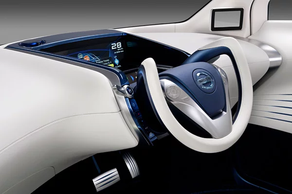 The Nissan PIVO 3 concept electric vehicle centrally positions the driver
