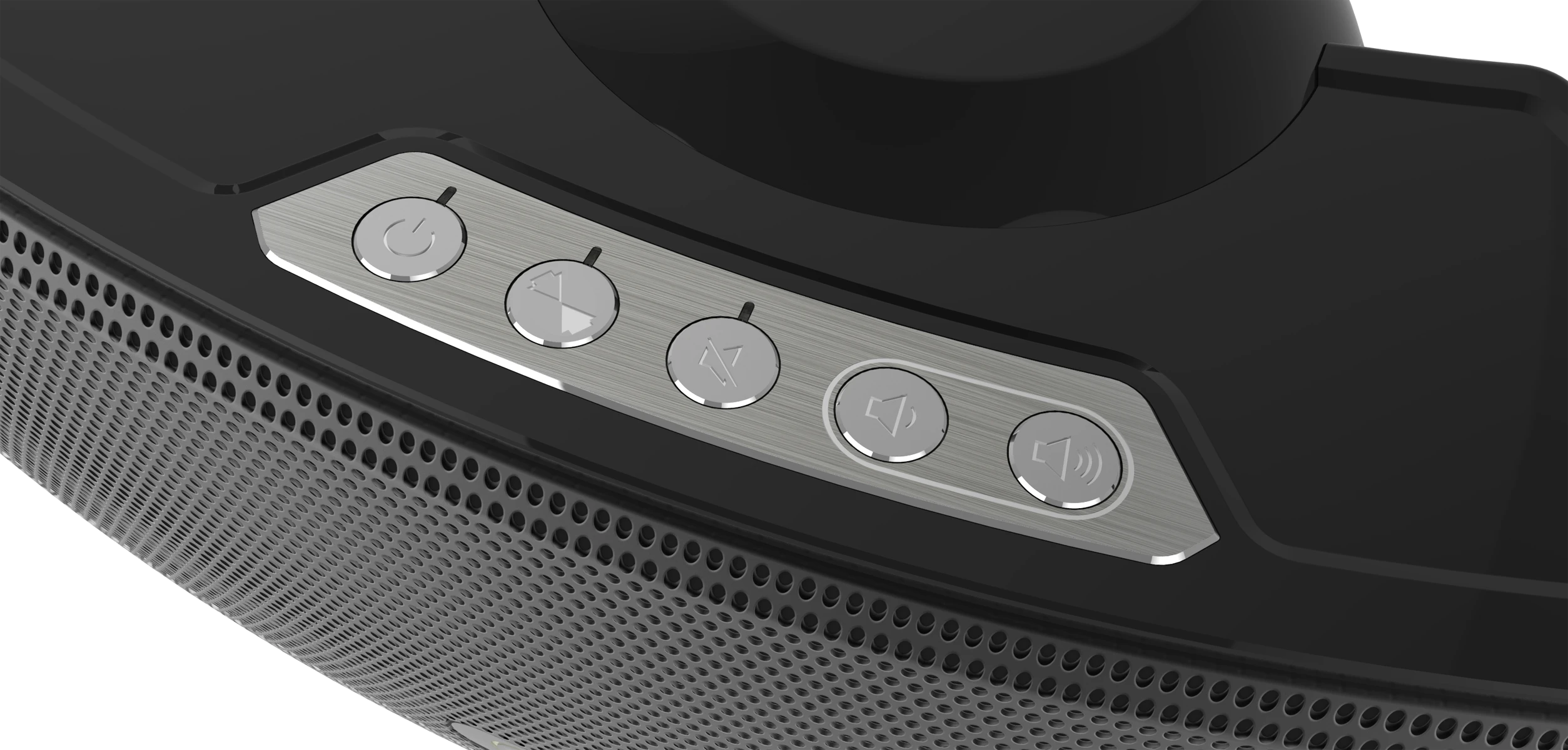 Brushed aluminum control buttons