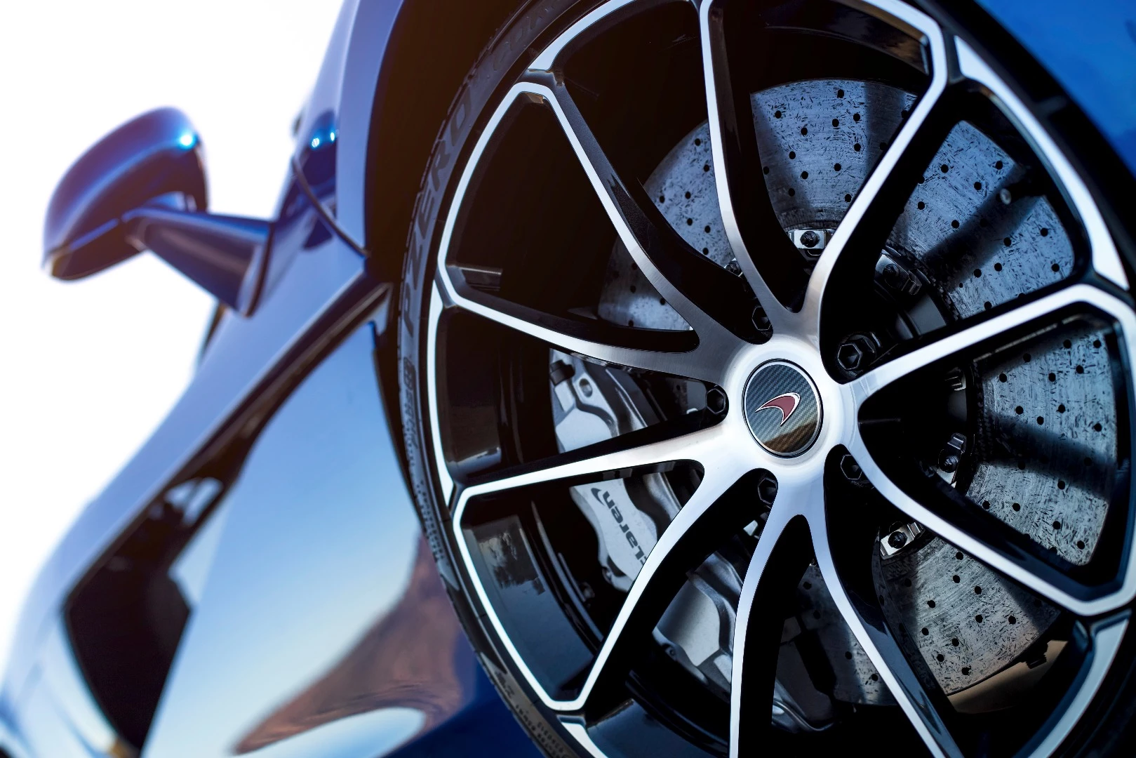The carbon ceramic brakes on the 570S Spider are standard