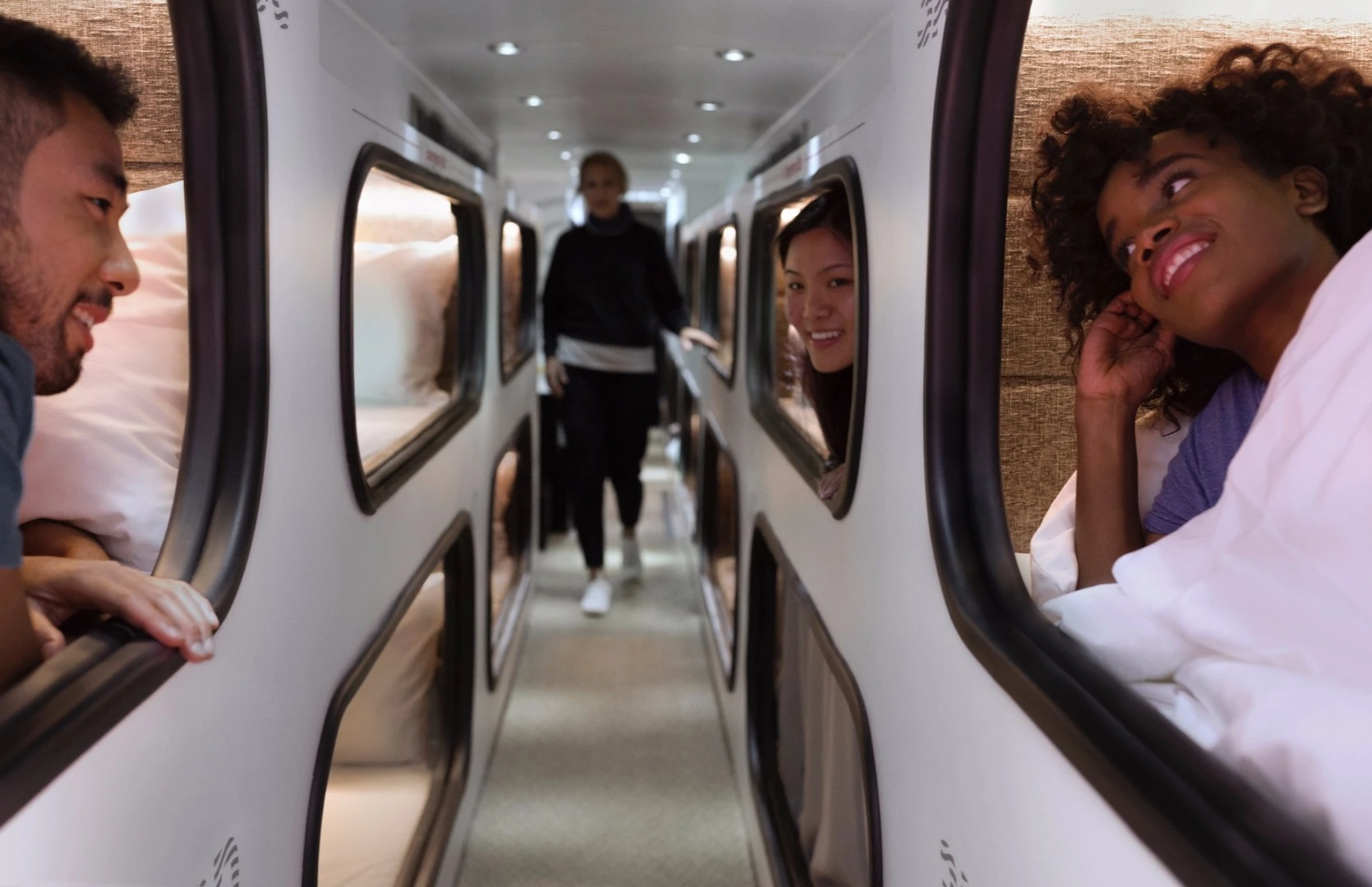 Cabin buses allow passengers to combine sleeping time with travelling time