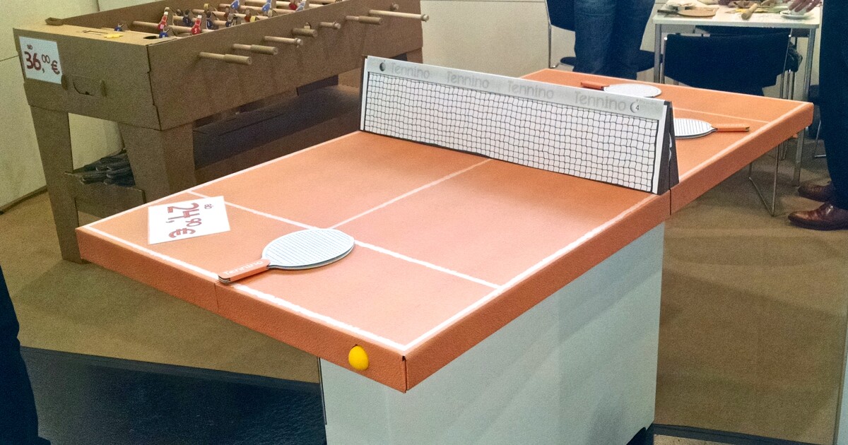 Kickpack packs table tennis and foosball into cardboard suitcases