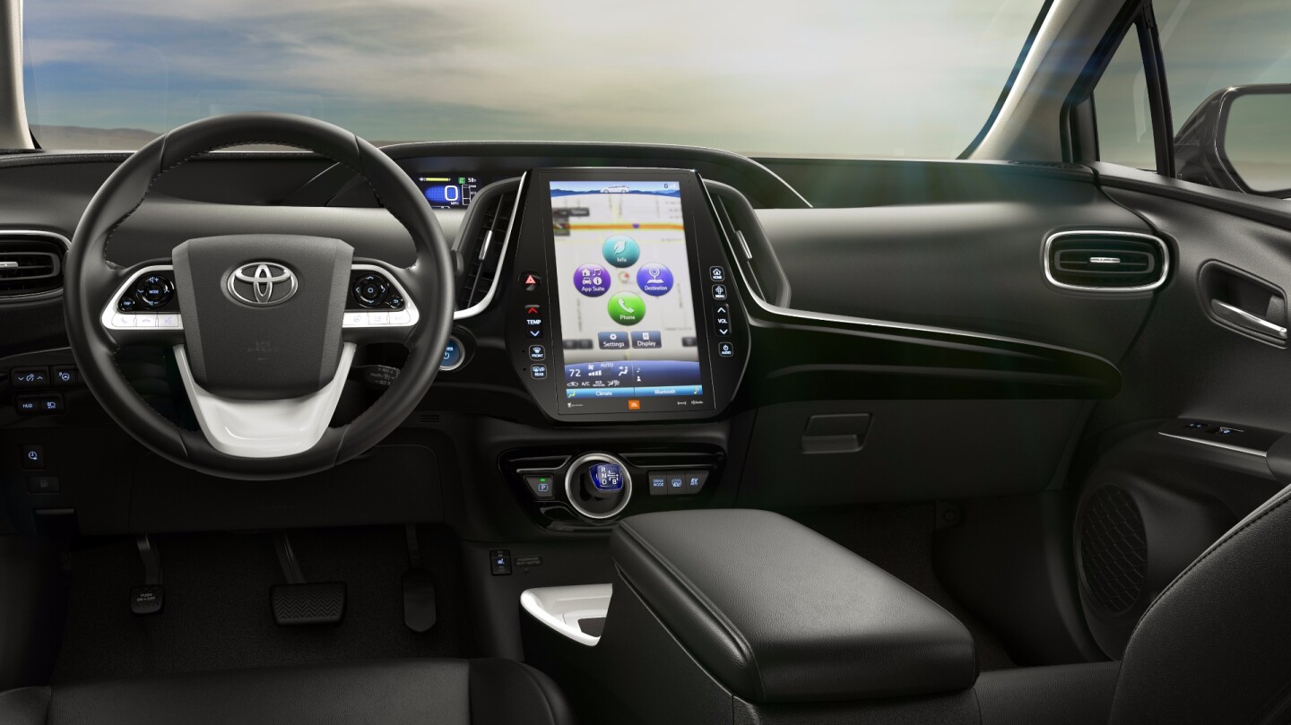 The car's interior is built around the same basic architecture as the regular Prius, albeit with some design tweaks