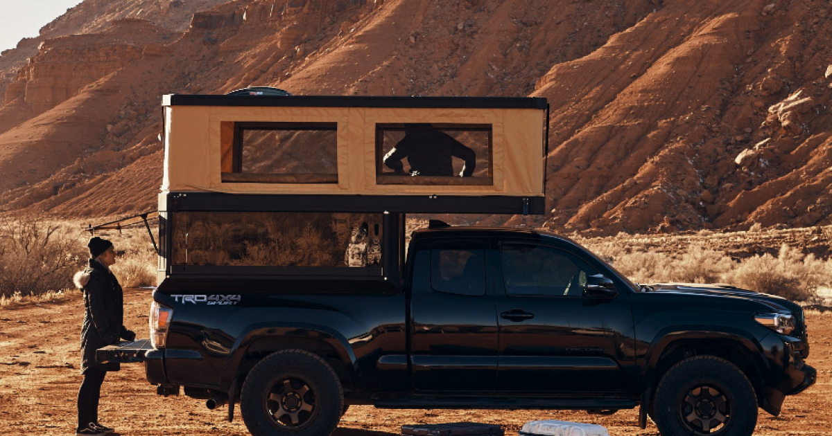 Tune Tacoma topper adds flared camping space and glass panorama Tune Tacoma topper adds flared camping space and glass panorama