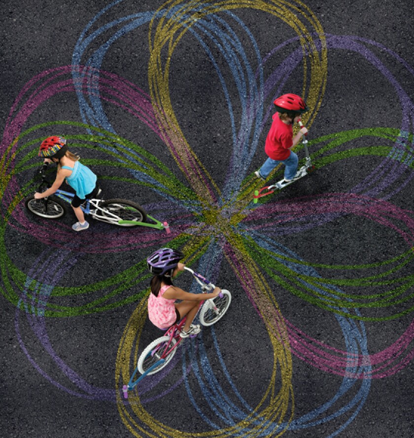 It's all about getting moving and seeing the lines created as the chalk touches the road