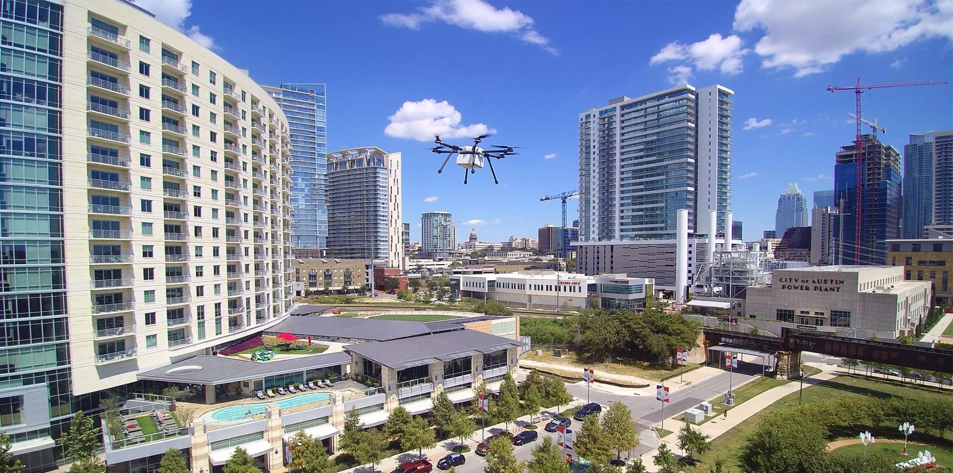Pegasus and the Austin skyline
