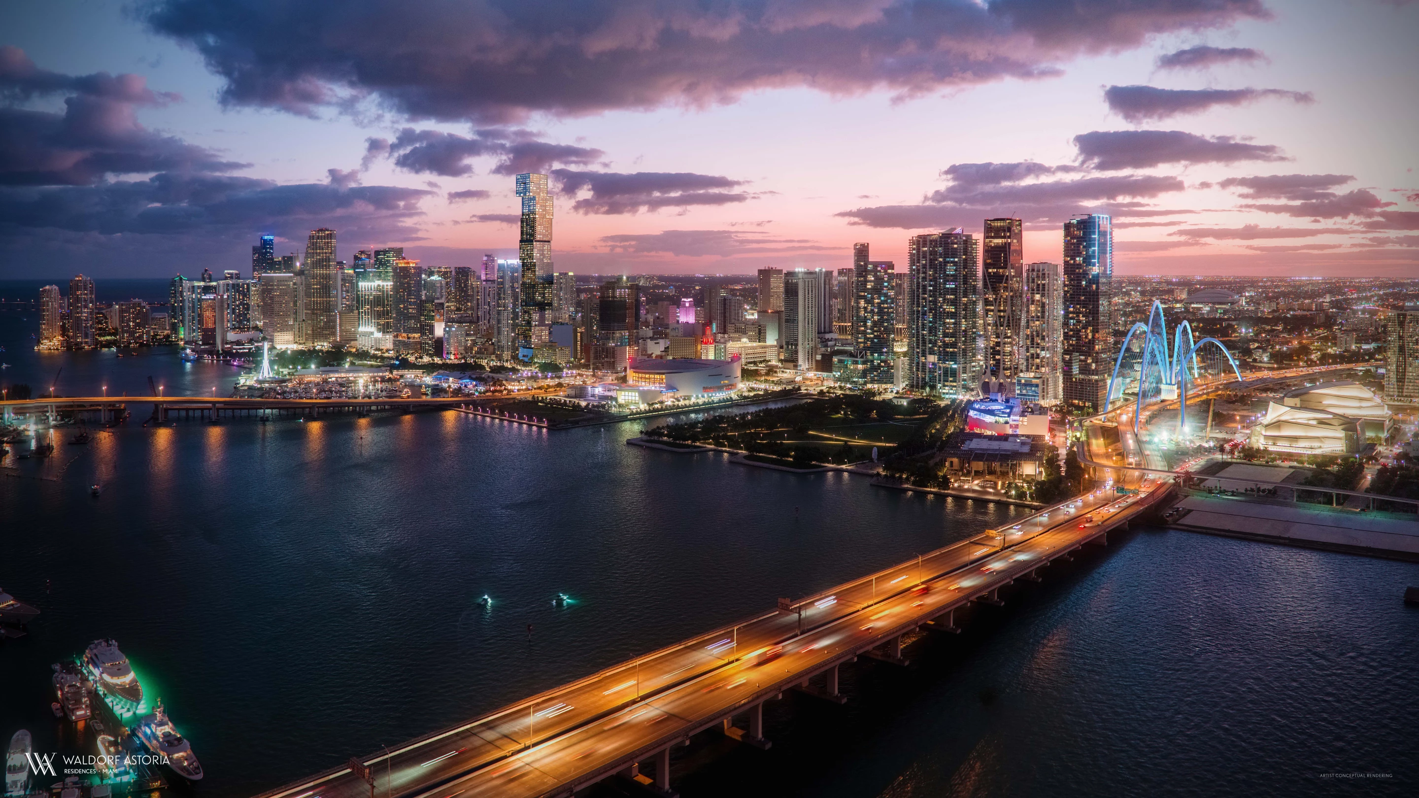 The Waldorf Astoria Miami will be located at 300 Biscayne Boulevard and will overlook the city's famous Biscayne Bay