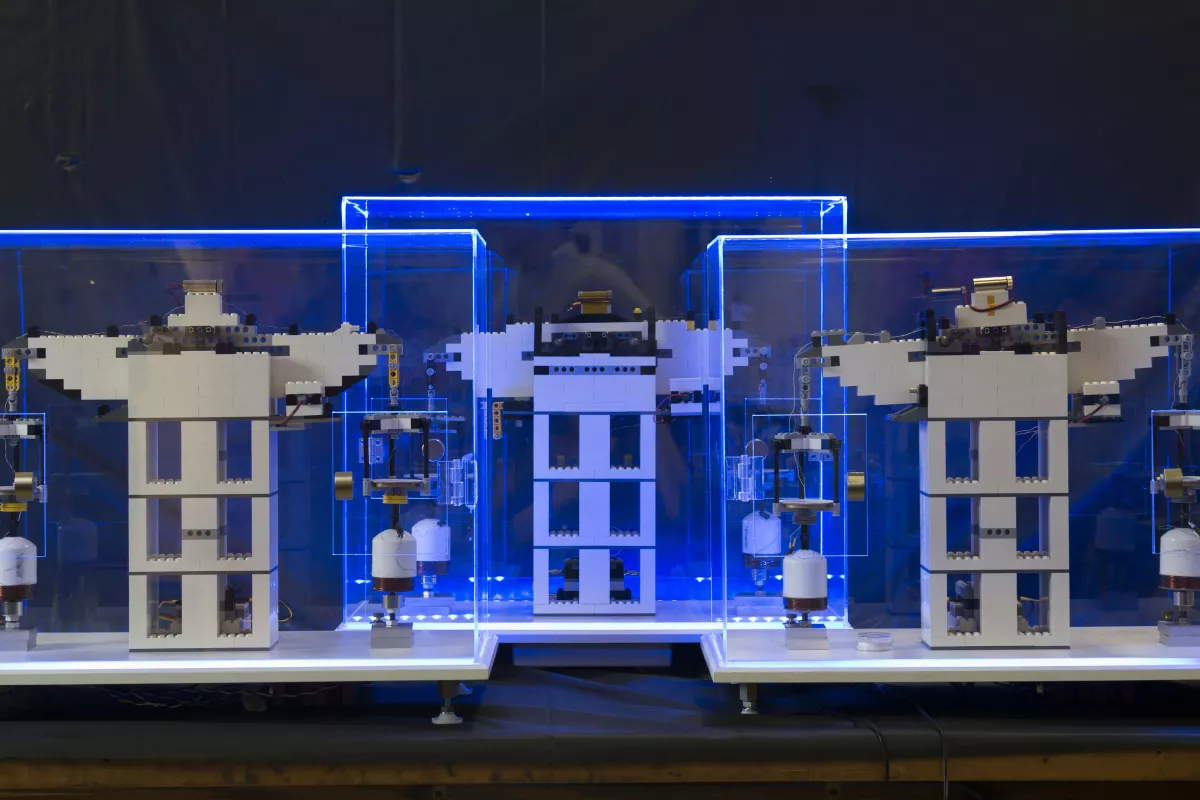 Engineers have designed an experiment that uses Lego blocks to determine a fundamental atomic constant (Photo: Xiang (Shawn) Zhang/NIST)