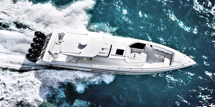 "Why five engines? Simple, because six wouldn't fit," says Skip Brewer, CEO of Cigarette Racing