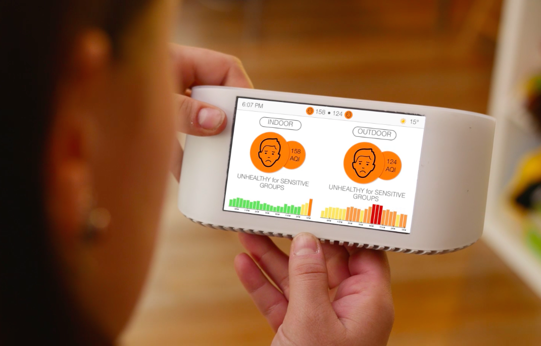 The AirVisual Node allows users to compare the air quality in their indoor environment with that outdoors