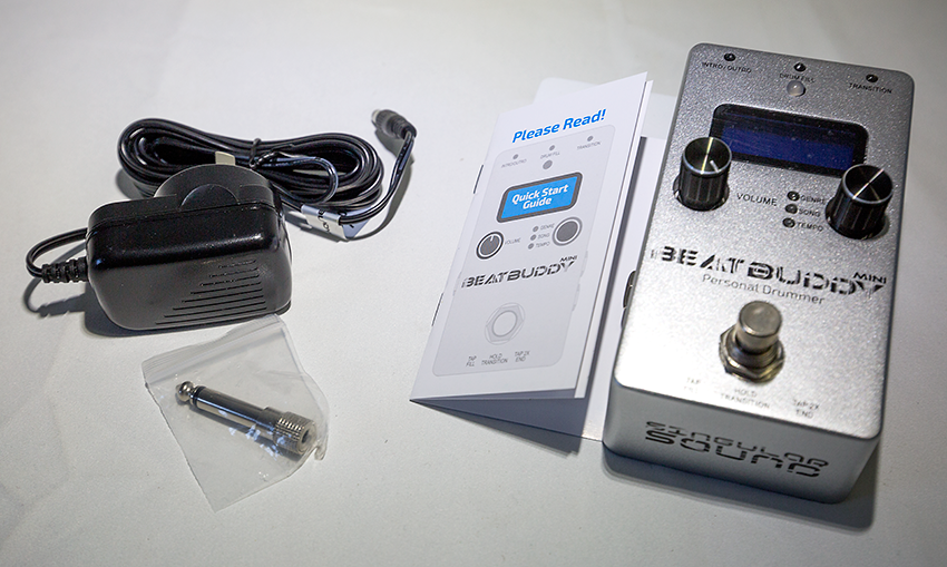 No batteries here – the BeatBuddy Mini comes with a supplied power supply, although the company is putting together an external battery pack for buskers and performers who can't access a mains power supply