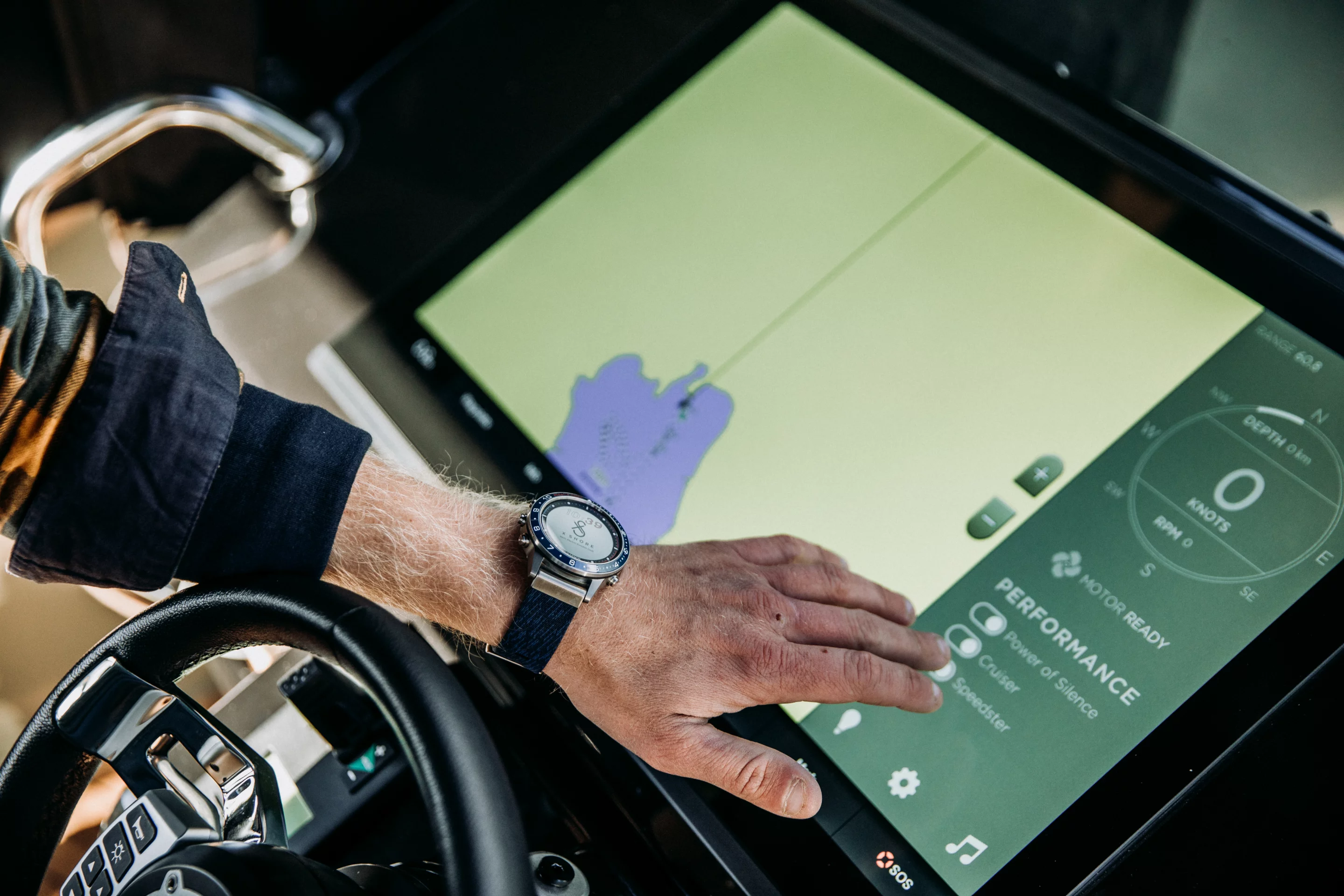 The 24-in Garmin touchscreen serves as the user interface