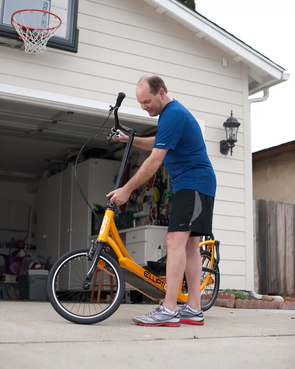 Getting ready to run and ride on the ElliptiGO 3C elliptical bicycle