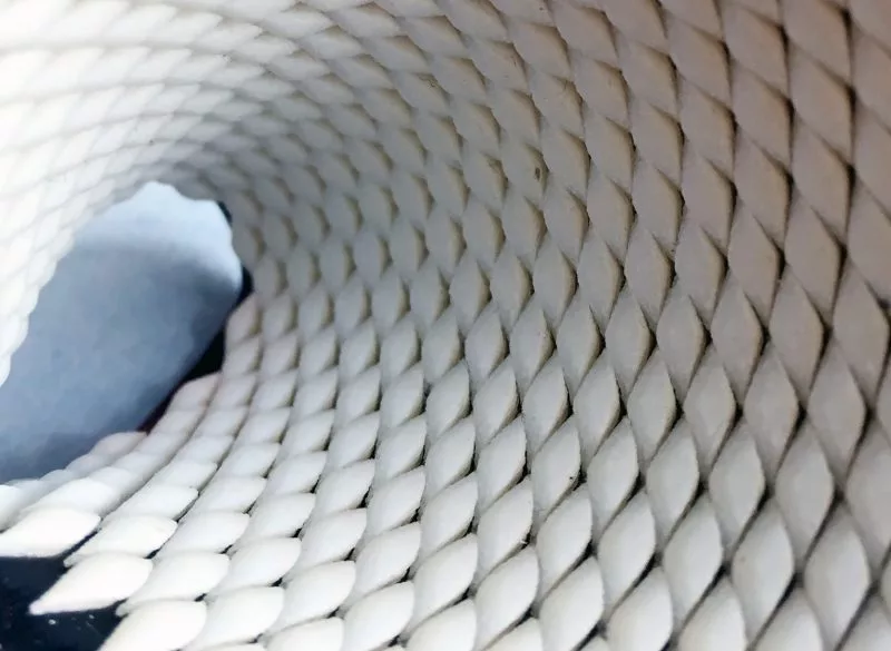 Development of the material involved first 3D-scanning actual chiton shells, and then performing tests with computer models