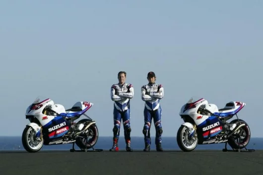 Kenny Roberts Junior, John Hopkins and the Suzuki GSV-R990 prototype racer. Hopkins could be a goer this year. Roberts has played a major role in the development of the machine in the pre-season.