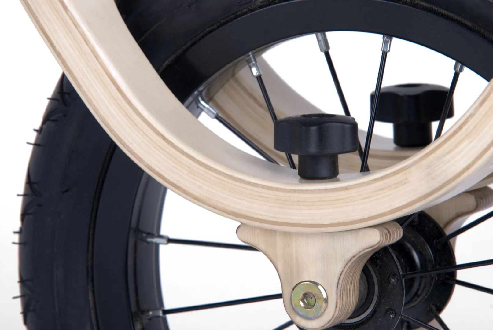 The bike has a larger front wheel for increased stability