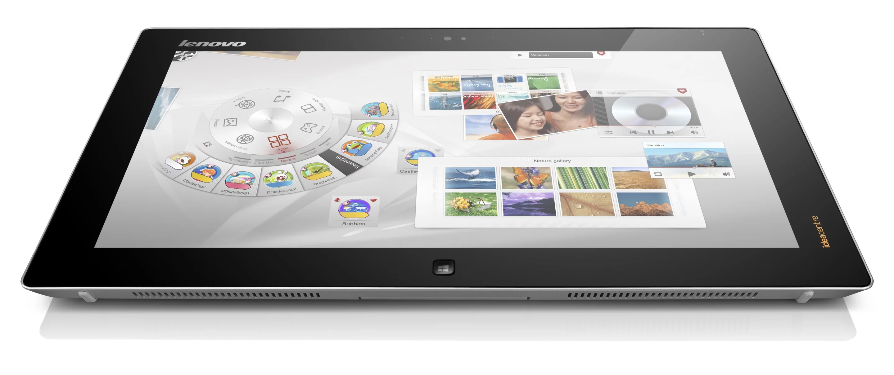 The frameless HD+ display panel to the front can support up to 10 simultaneous touch points