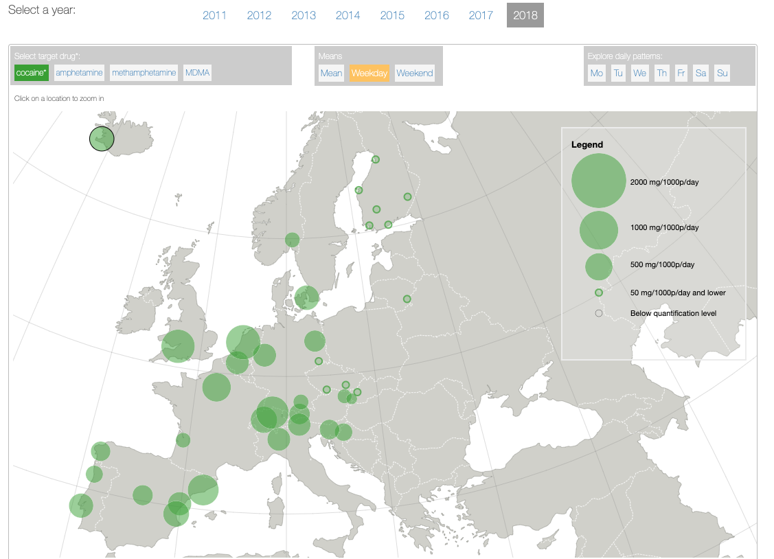 The European Monitoring Centre for Drugs and Drug Addiction offers an online tool for observing drug usage trends across the continent
