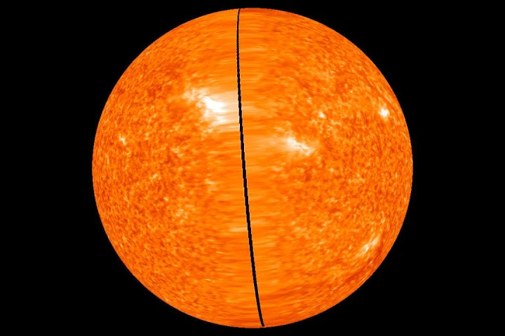 Image of the far side of the Sun taken on February 2, 2011 when there was still a small gap between the STEREO Ahead and Behind data - the gap is now closed (Image: NASA)