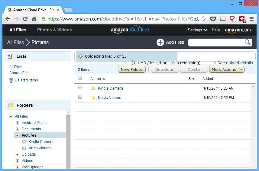 Upload photos to Amazon Cloud Drive