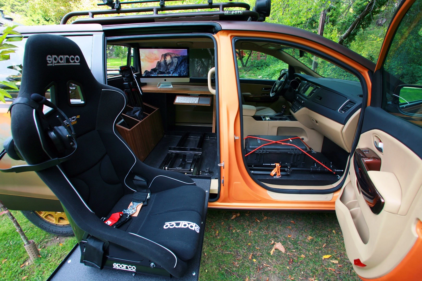 The rear seat slides out on an Extendobed