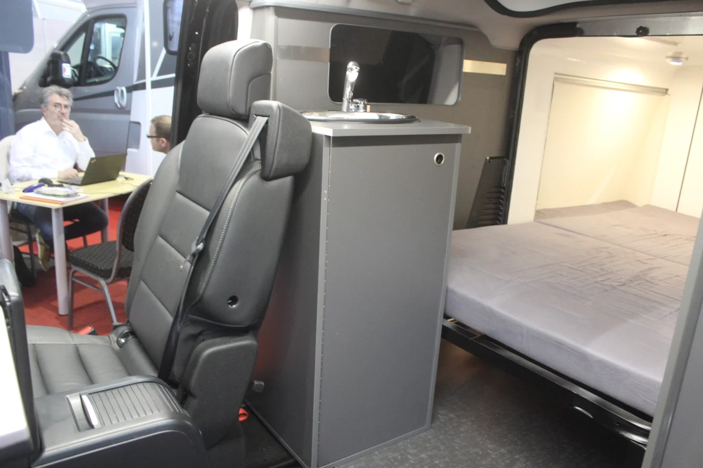 The available kitchen pod fits between the seats and bed