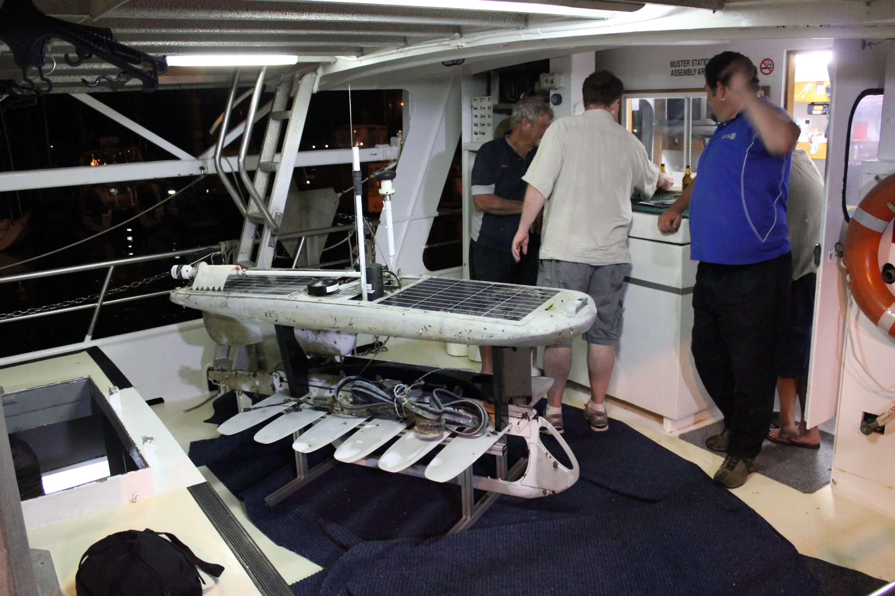 The Papa Mau's floating and winged platforms, which were much farther apart when the robot was at sea