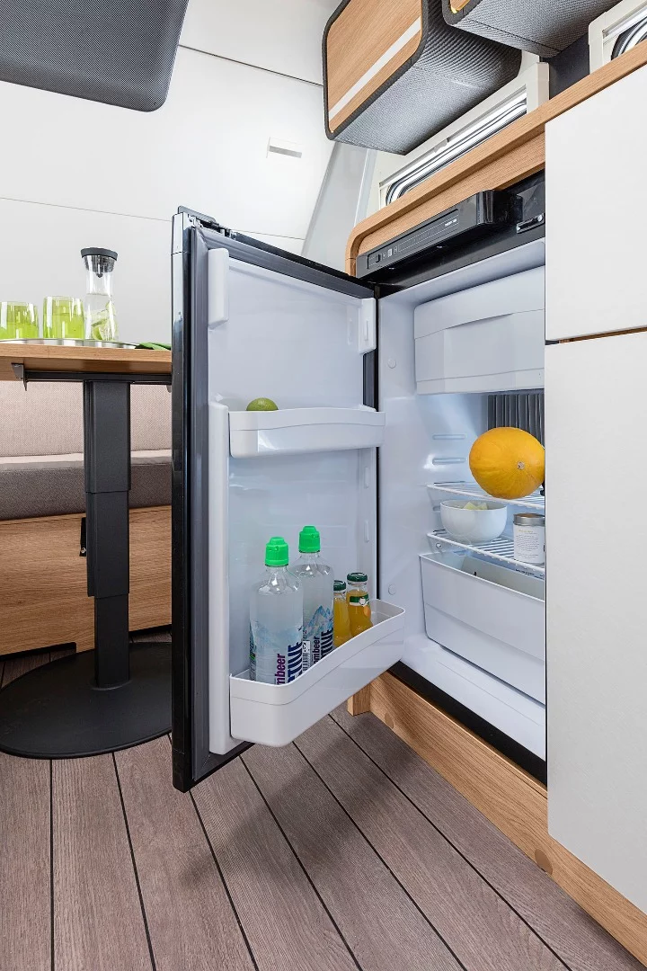 The Travelino has an 80-liter refrigerator