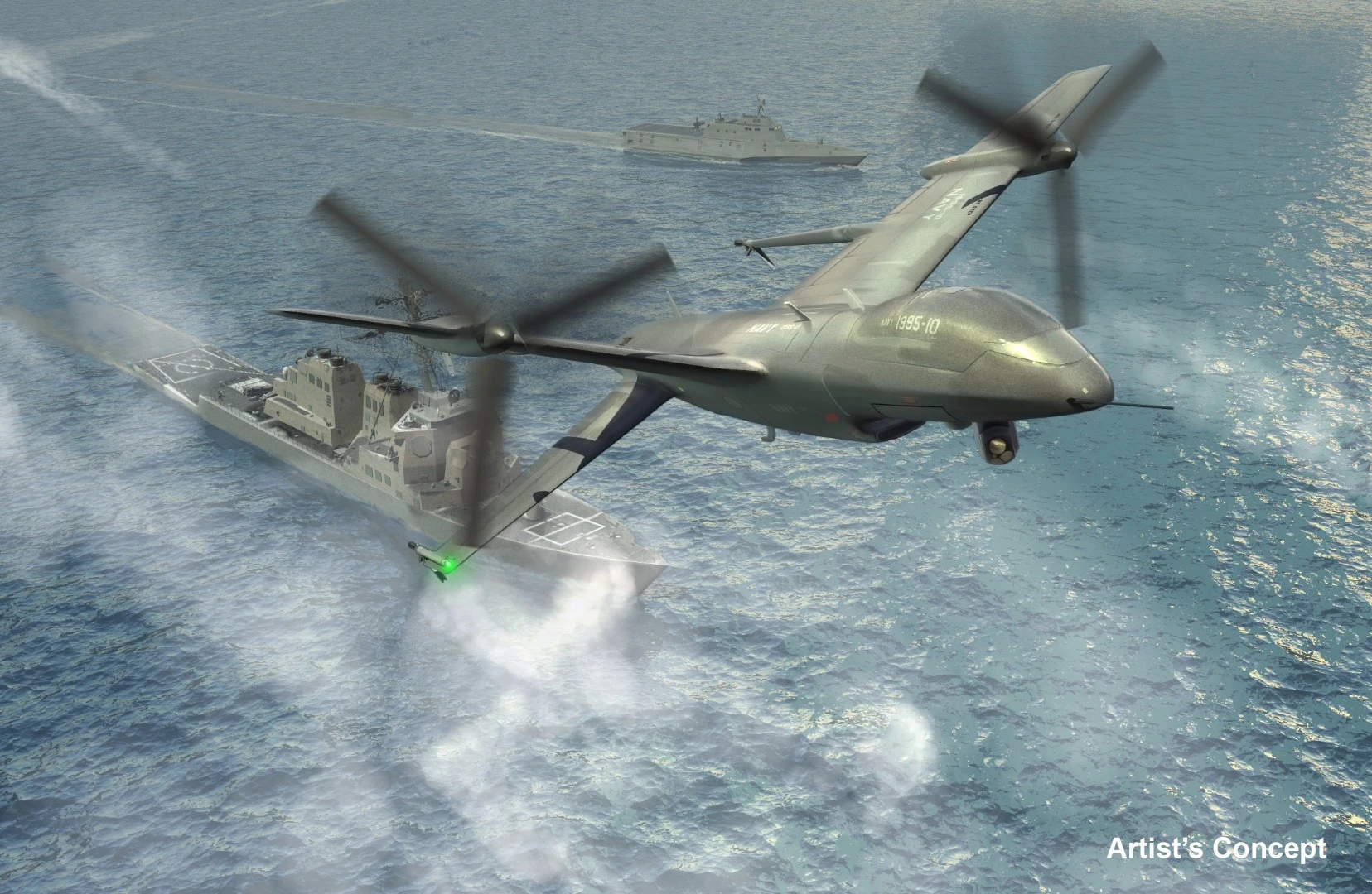 Unlike this DARPA artist's concept, Northrop Grumman Tern would be a flying wing design