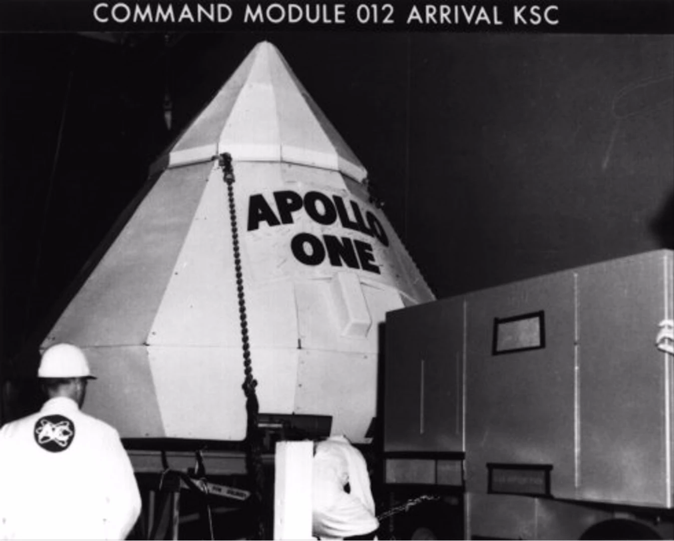THe CM arriving at the Kennedy Space Center