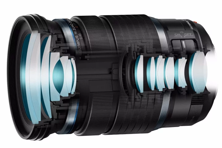 The advanced design of the 12-100 mm lens is like having two separate zoom lenses in one