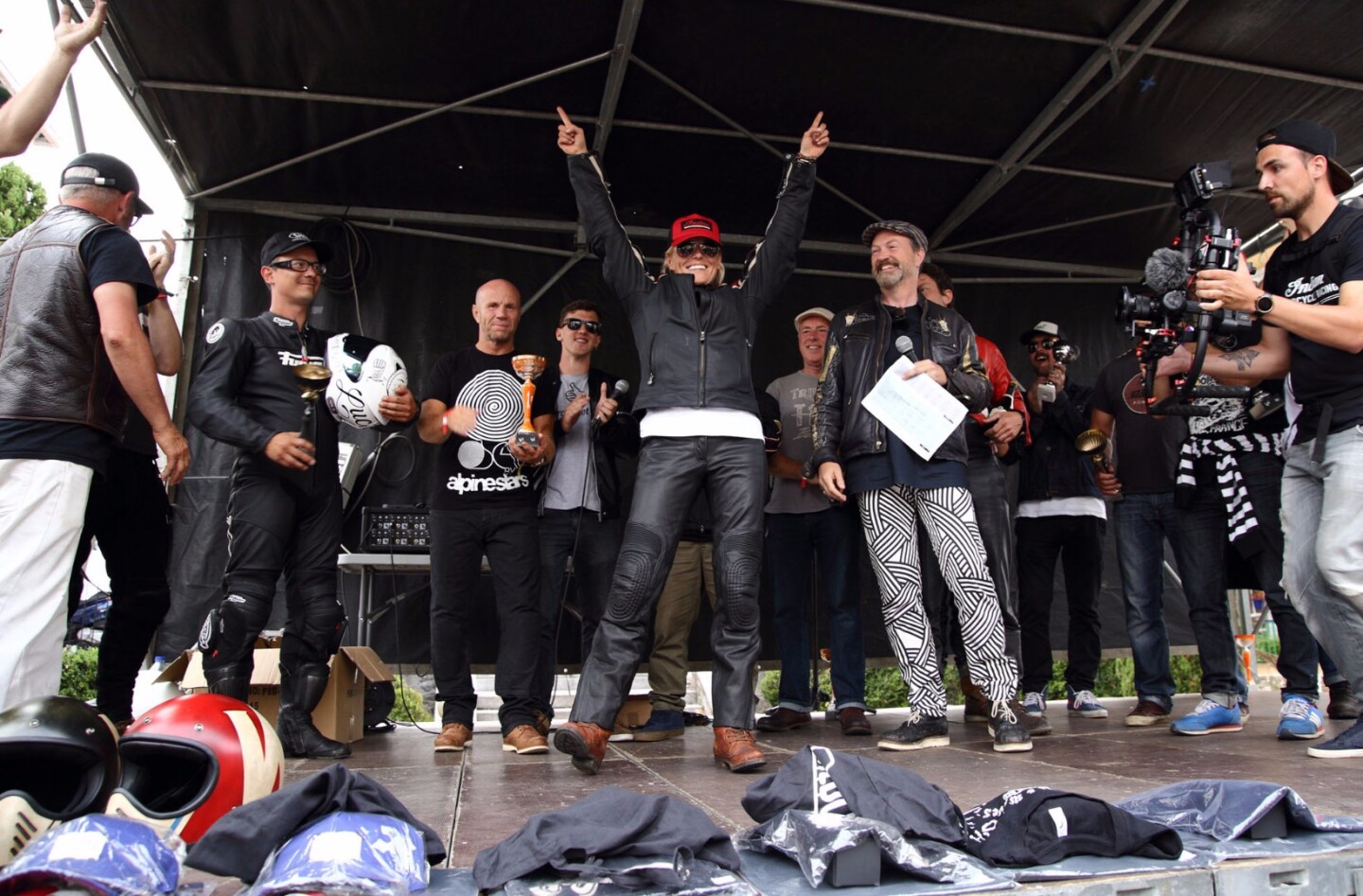 Katja Poensgen is no stranger to the podium at major motorcycle races but she clearly enjoyed the win as much as any that had come before. That's the prize-giving ceremony after Punk's Peak 2017.